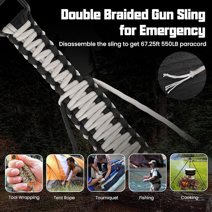 Double Braide 550LB Shotgun Sling 2 Point Paracord Rifle Sling, Non-Slip - Image 4
