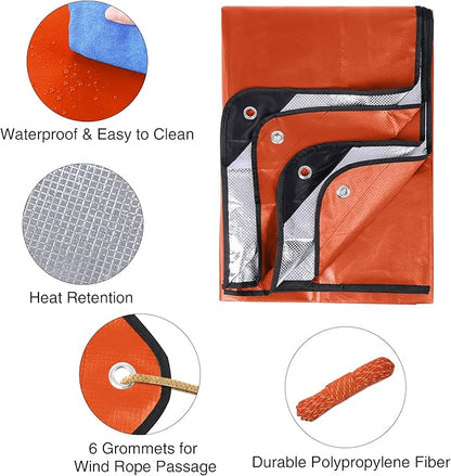 RedSwing 4 Pack Emergency Blankets, Waterproof Survival Thermal Tarp - Image 4