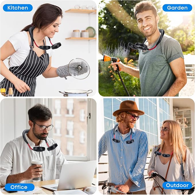 JUANANIUG Portable Neck Fan Rechargeable Personal Hand-Free Fan Mini USB - Image 3