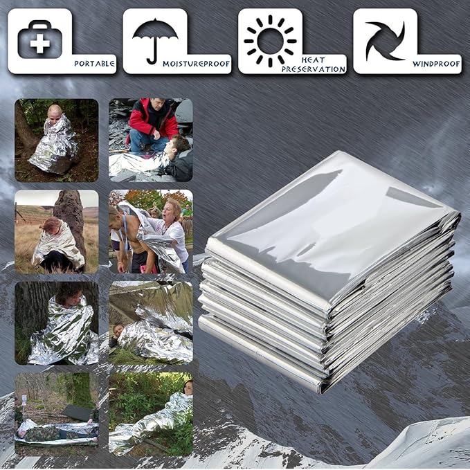 Polyethylene Mylar Silver Emergency Foil Thermal Blanket, 210 x 160 cm - Image 2