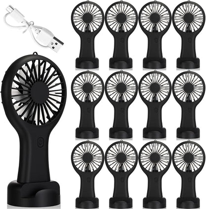 Woanger 12 Pcs Mini Handheld Fan Bulk 3 Speed USB Electric Battery Operated by Woanger
