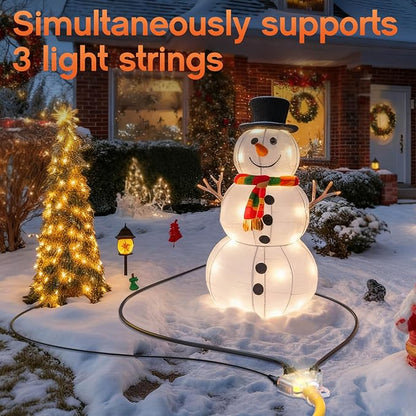 2 ft 12 Gauge Heavy Duty 3 Outlet Extension Cord Splitter - Image 8