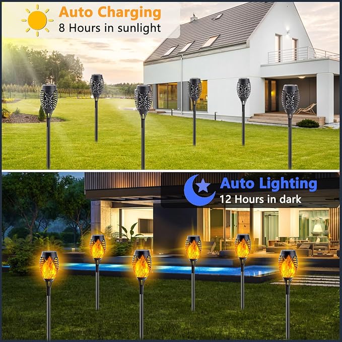 10Pack Solar Lights Outdoor, Mini Solar Torch Lights - Image 4