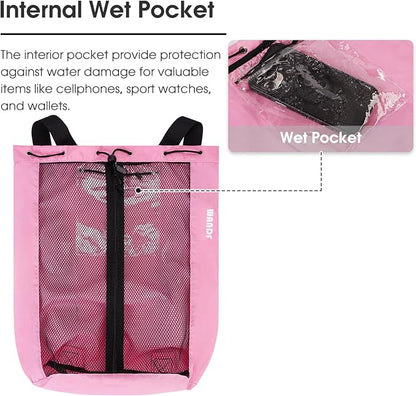 WANDF Swim Bag Mesh Drawstring Backpack Beach Backpack - Image 3