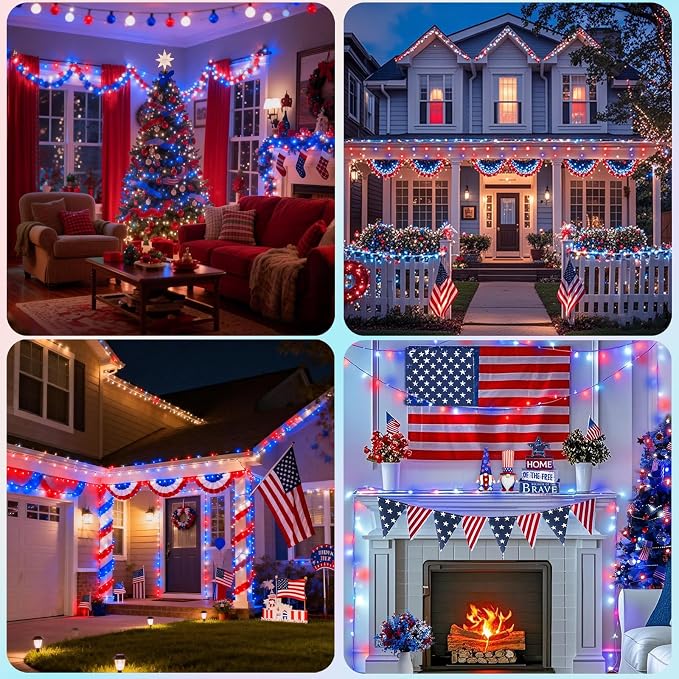 Pooqla 200 LED 66 FT 4th of July Decorations Lights, Outdoor Independence Day - Image 6