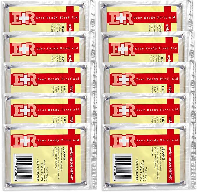 Ever Ready First Aid Mylar Rescue Blanket, Large Silver Thermal Sheet by EverReadyFirstAid
