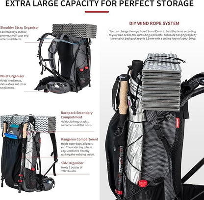 Naturehike 65L Rock Upgraded Internal Frame Hiking Backpack - Image 6