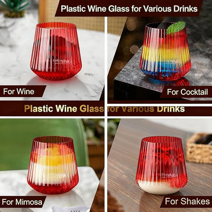 Lueumxc 40 Pack Plastic Ribbed Wine Glasses, 14Oz Origami Disposable Wine - Image 6