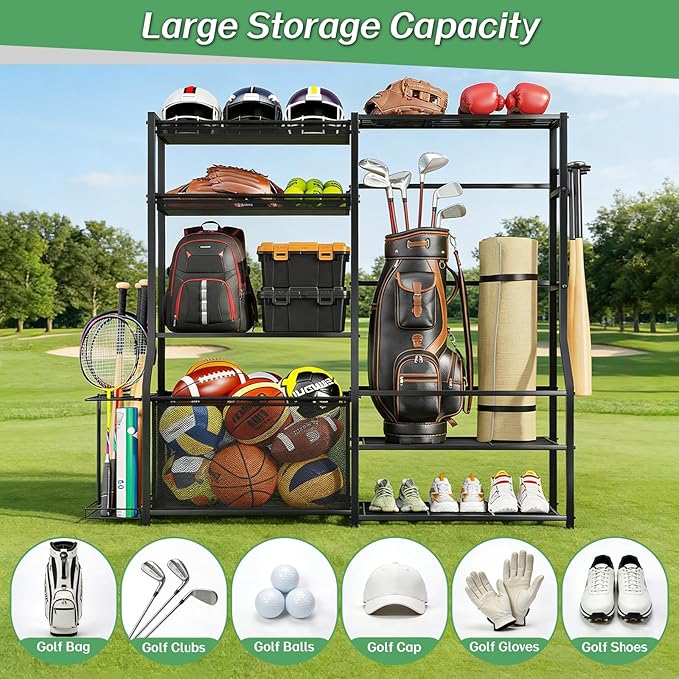 Large Sports Organizer for Garage, Ball Storage Rack Garage Sports Equipment - Image 3