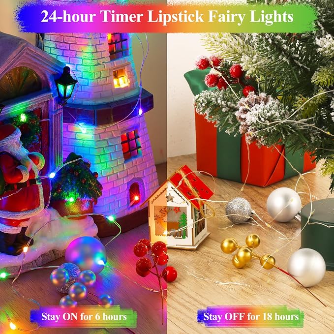 66FT Multicolor Fairy Lights Battery Operated, 100 LED Twinkle Lights - Image 4