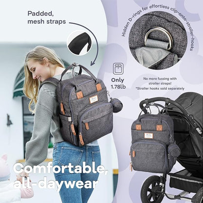 RUVALINO Diaper Bag Backpack, Large Capacity, Waterproof, Dark Gray - Image 5
