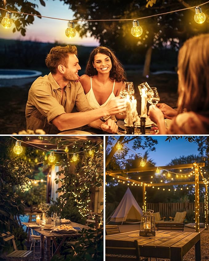 Brightown Solar String Lights Outdoor, 30Ft Vintage Hemp Rope Solar Patio Lights - Image 7