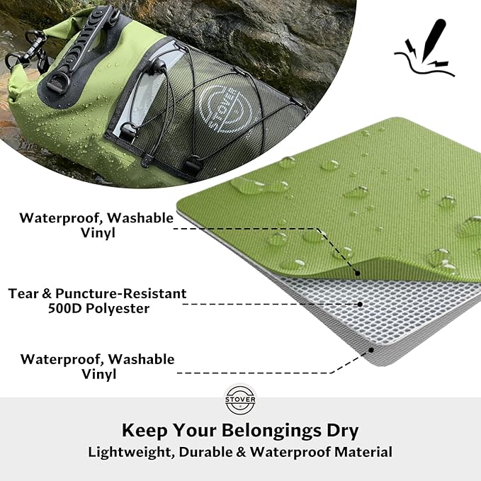 STOVER 5/10/25/30/40/55L Waterproof Dry Bag- Roll-Top Backpack w/Phone Case- - Image 2