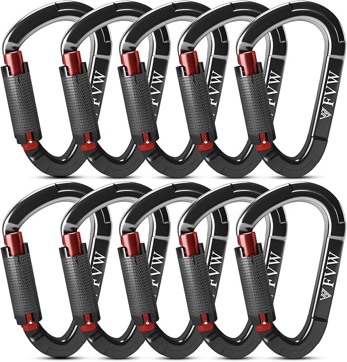 FVW Auto Locking Rock Climbing Carabiner Clips, Professional 25KN Heavy Duty by FVWELECTRICLUNCHBOX