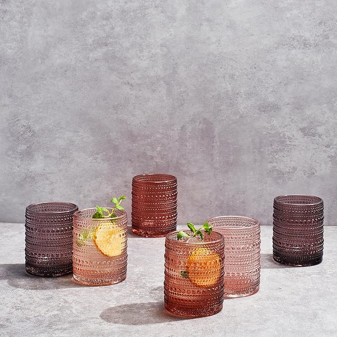 Khen Hobnail Beaded Highball Drinking Tumbler Glasses | Set of 6 | Color - Image 3