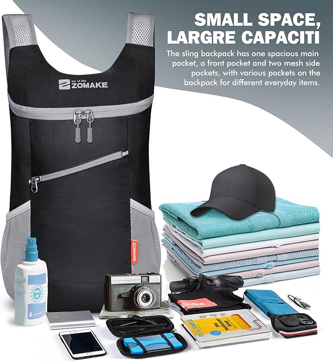 ZOMAKE Lightweight Packable Backpack, Foldable Backpacks Small Daypack - Image 3