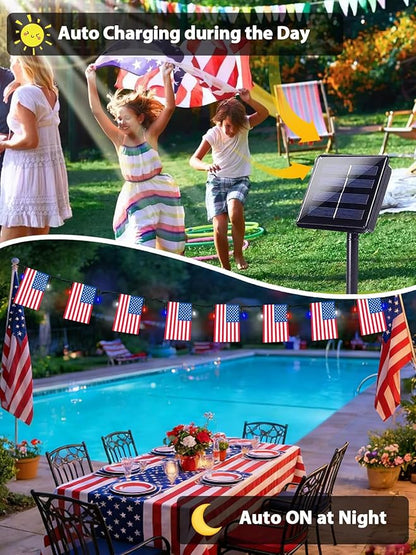 2 Pack 4th of July Decorations, Solar American Flag Lights Outdoor - Image 4