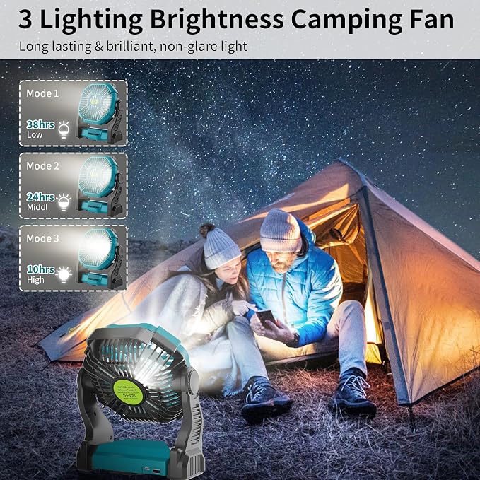 Battery Powered Fan，270° Rotating Battery Operated Camping Fan Rechargeable - Image 3