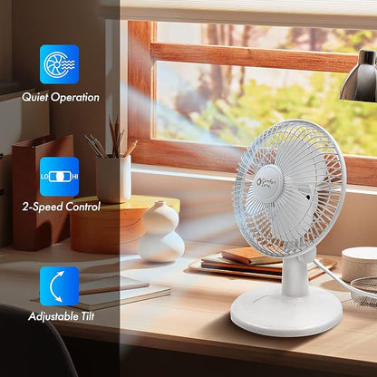Comfort Zone CZ6D 6" Quiet Portable Indoor 2-Speed Desk Fan - Image 2