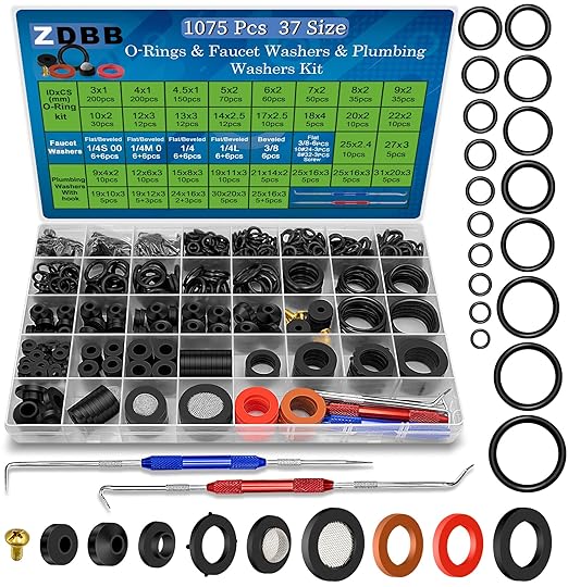 ZDBB 1075 Pcs 3-in-1 Spigot Repair Washers & Hose Gasket & Faucet O-Rings Kit by ZDBB
