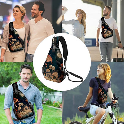 FyLybois Skull Sling Bag for Women Lightweight Crossbody Backpack Casual Daypack - Image 2