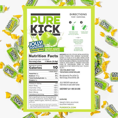 PURE KICK Energy Singles To Go Drink Mix, Jolly Rancher Green Apple, Includes - Image 2