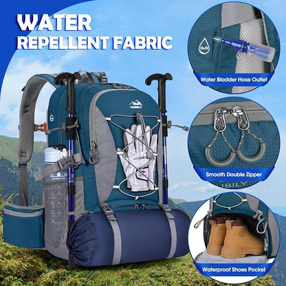 NUBILY 50L Hiking Backpack Waterproof Camping Backpack - Image 3