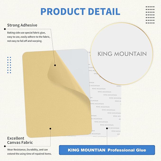 KING MOUNTAIN Canvas Repair Patch 9 x11 Inch 2 Pcs Self-Adhesive Waterproof - Image 3