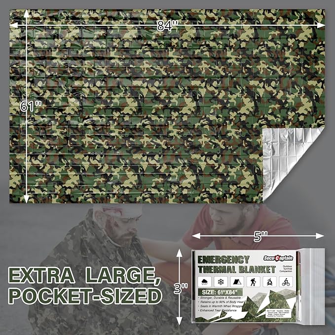 SecuCaptain Survival Emergency Thermal Blankets: Thicken 28um Space Mylar - Image 3