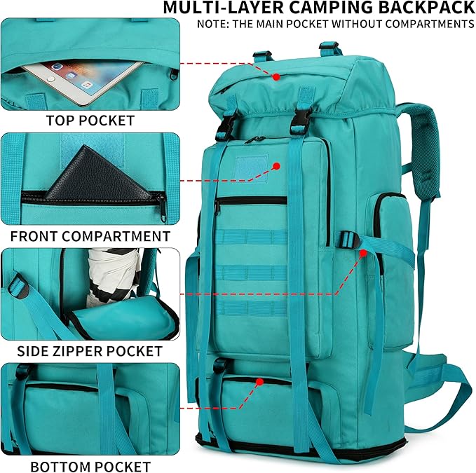 Hiking Backpack for Men 70L/100L Camping Backpack Military Rucksack Molle 3 - Image 3