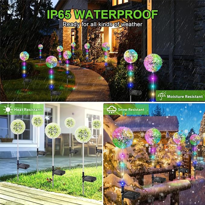 WdtPro Solar Lights Outdoor Garden Decor, 6 Pack Solar Flower Lights, 2 Modes - Image 5