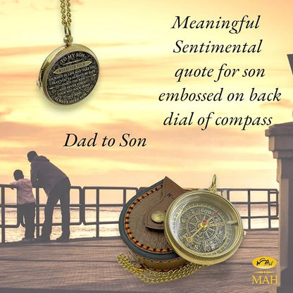 Brass Compass Gift to My Son Never Forget I Love You, Sentimental Keepsake from - Image 3