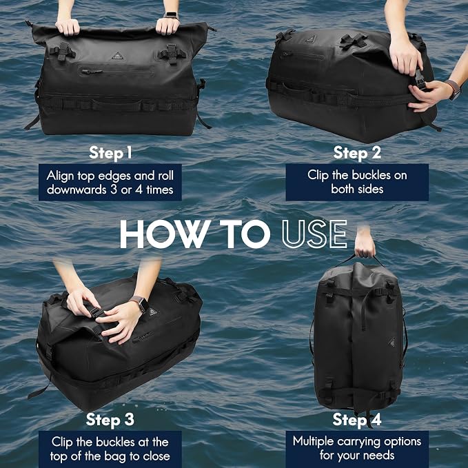 Haimont Large Waterproof Duffel Backpack Roll-Top Heavy Duty Dry Duffle Bag - Image 6