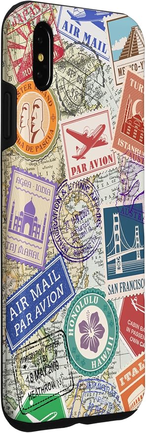 World Map Travel Passport Stamps Postage Stamp Case - Image 3