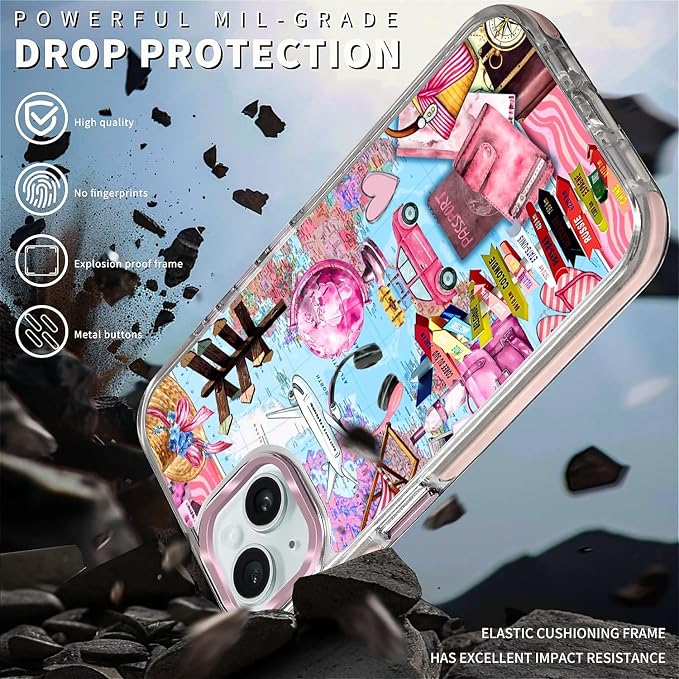 Case for iPhone 14 Plus/15 Plus, Cover Holiday Trip World Map Phone Case - Image 5