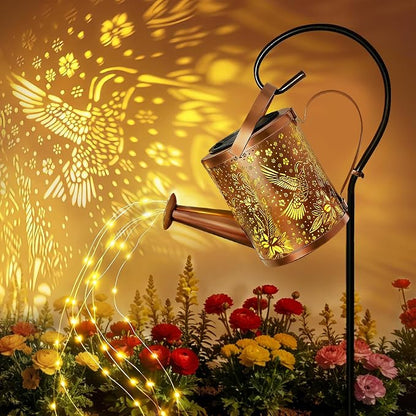 Ollny Solar Watering Can with Cascading Lights Outdoor Garden Decor, Birthday by Ollny