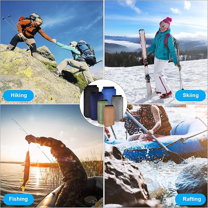 Shappy 6 Pcs Waterproof Dry Bag Set Ultralight Stuff Sack 20/15/10/8/5/3L - Image 7