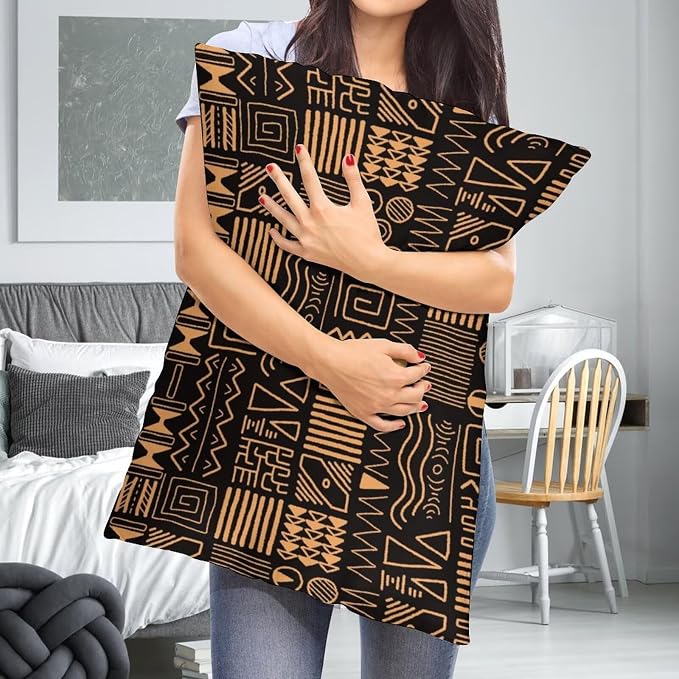 African Ethnic Pattern Throw Pillow Covers Set of 2 Queen Size Abstract Tribal - Image 7