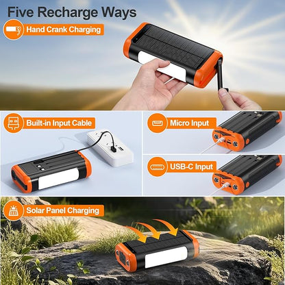 DJKK Solar Power Bank Portable Charger:66800mAh Built in Hand Crank and 3 - Image 6
