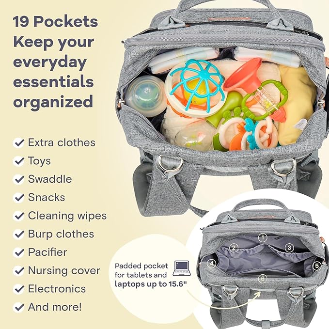 RUVALINO Diaper Bag Backpack-Expandable Baby Bag - Image 5