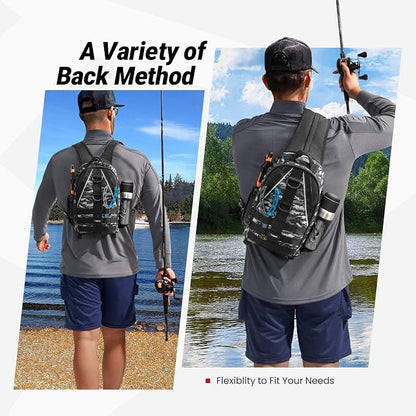 Piscifun Fishing Backpack with Rod Holder, Lightweight Sling Bag Storge Gear - Image 2