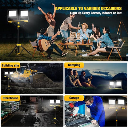 Upgraded LED Work Lights with Stand, 2-Head Adjustable Work Light, Waterproof - Image 7