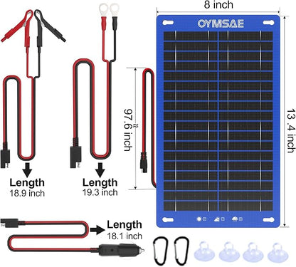 OYMSAE 12W Solar Car Battery Charger Portable 12V Trickle Battery Charger & - Image 4