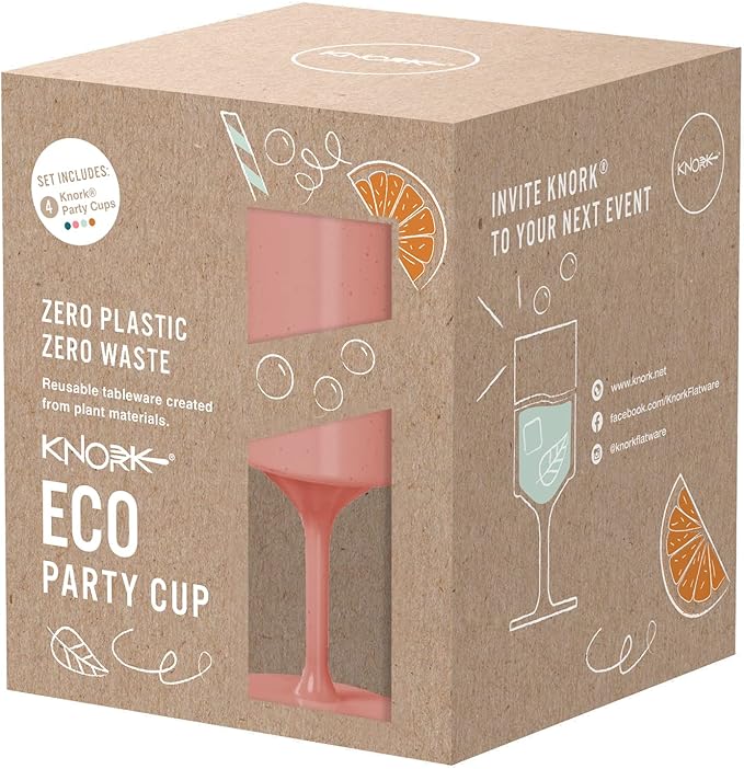 Knork Eco Party Bundle, Party Cup Outdoor Wine Glass, 4 Piece Set, Plant Based - Image 2