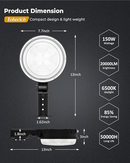 toberich LED Barn Light 2 Packs, 150W 20000LM Yard Area Lights Dusk to Dawn - Image 6