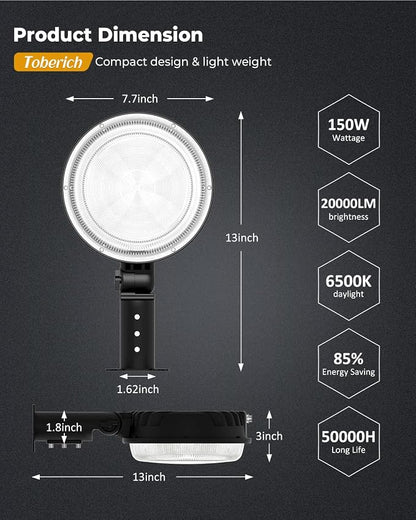 toberich LED Barn Light 4 Packs, 150W 20000LM Yard Area Lights Dusk to Dawn - Image 6