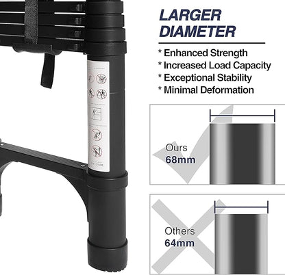 BOCOM 10.5 FT Aluminum Telescoping Ladder, Lightweight Multi-Purpose - Image 2