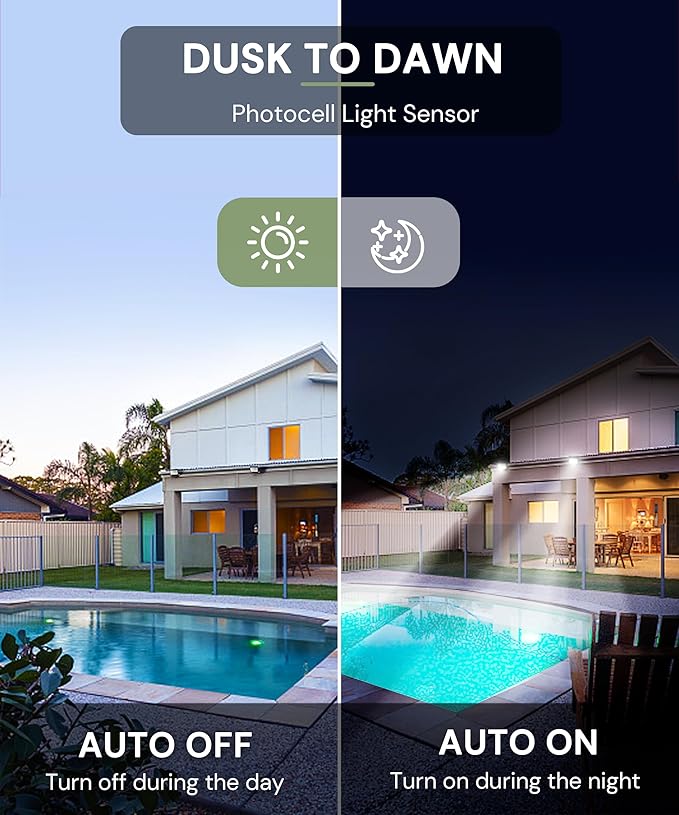 L LOHAS LED Flood Lights Outdoor, 150W Dusk to Dawn Outdoor Lighting, IP66 - Image 2