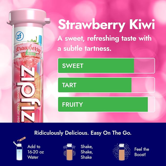 Zipfizz Daily Energy Drink Powder, Strawberry Kiwi, 20 Pack | 3-in-1 Sustained - Image 5