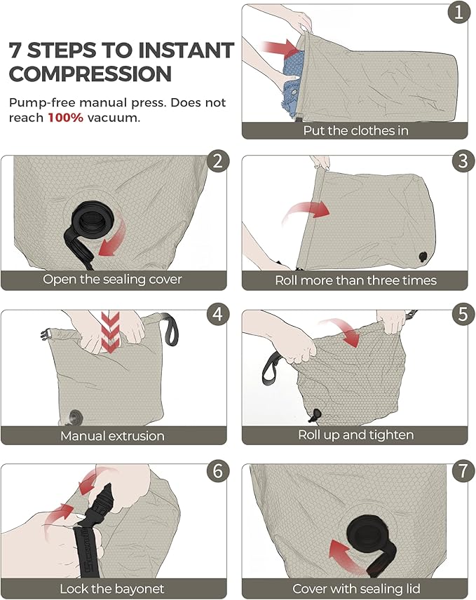 Travel Laundry Bag, Pump-Free Vacuum Compression Dirty Clothes Bag, Medium - Image 5